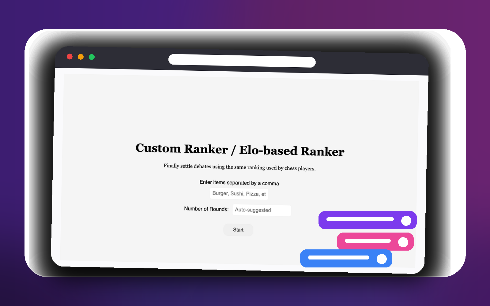 EloRanker tournament ranking promotional preview