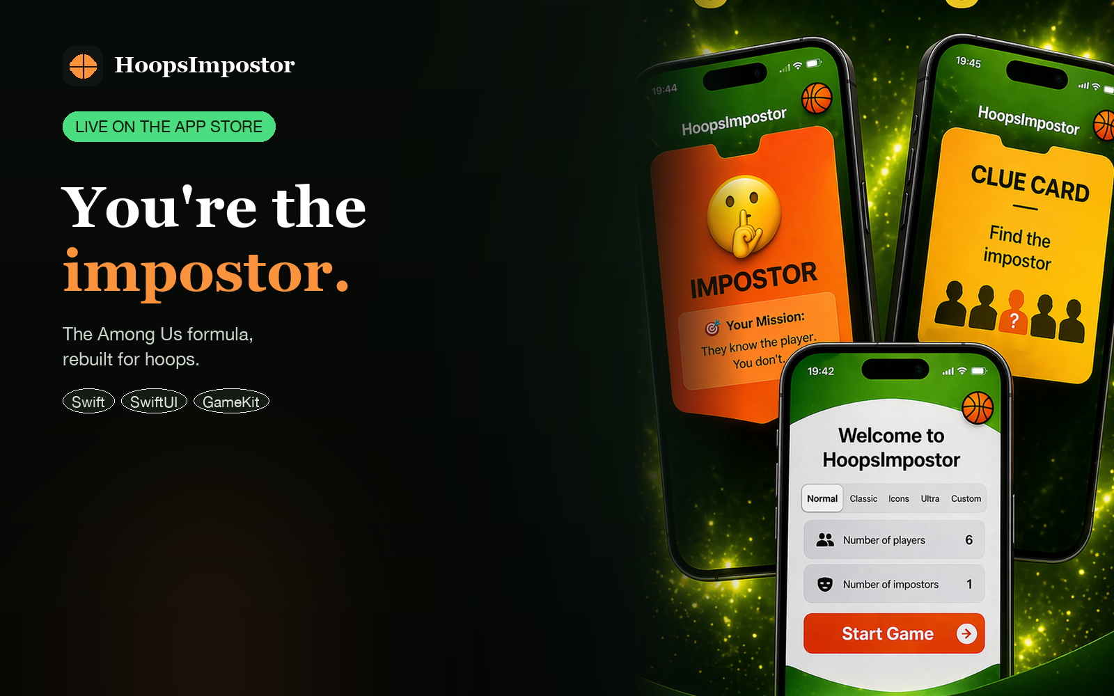 HoopsImpostor basketball social deduction game promotional preview