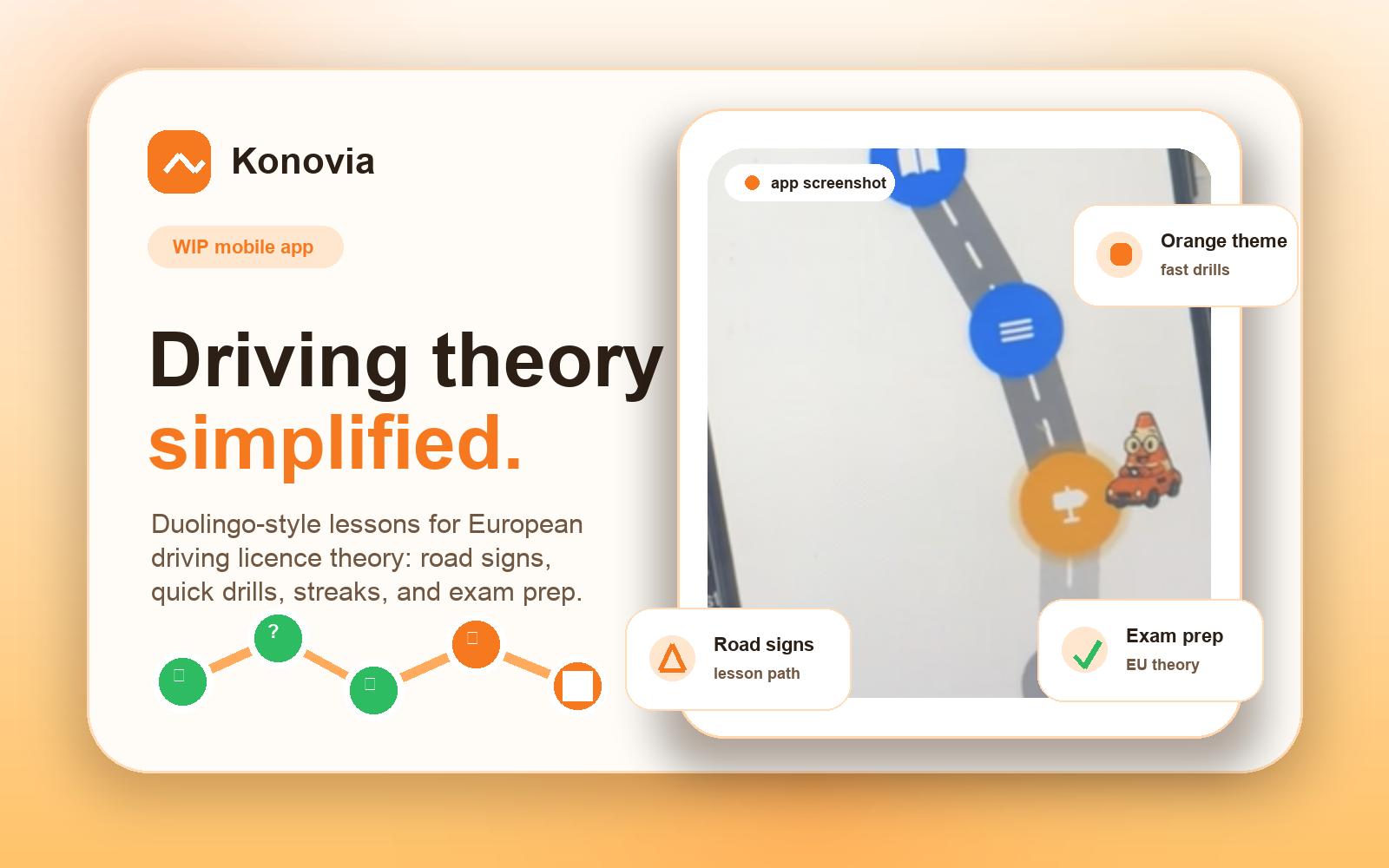 Konovia driving theory learning app promotional preview